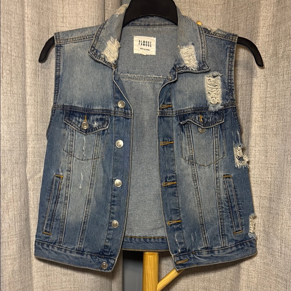 Vintage Distressed Denim Vest